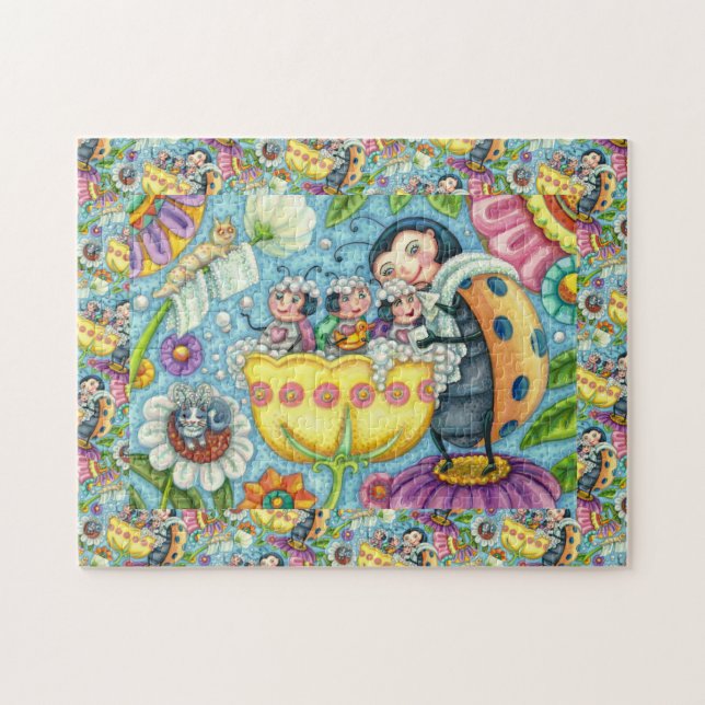 PUZZLE MADRE LADYBUG Y NIÑOS, BAÑO DE BURBUJA DE TULIP (Horizontal)