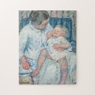 Puzzle Madre lavando a su hijo somnoliento