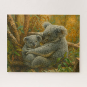 Puzzle Madre y Joey de Koala en la Canopa de Otoño