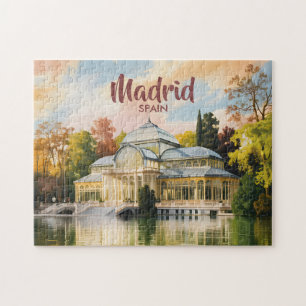 Puzzle Madrid España Palacio de Cristal Acuarela Viaje