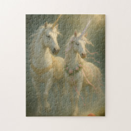 Puzzle Magestic Unicorns forest sunrise