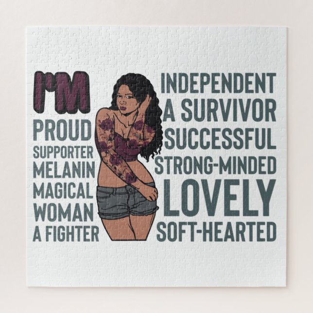 Puzzle Magia chica negra, melanina, sista, esquí marrón (Vertical)