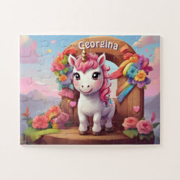 Puzzle Magia de Unicornio arcoiris personalizada