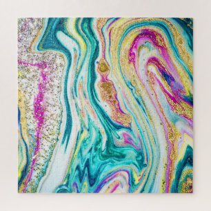 Puzzle Mágica Marbling: Diseño de pinturas metálicas.