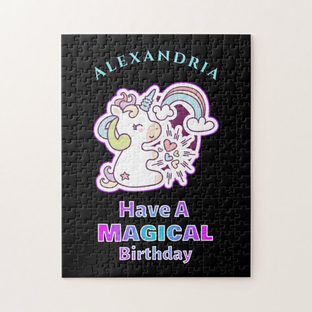 Puzzle Magical Unicorn Rainbow Birthday Personalize (Vertical)
