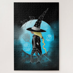 Puzzle Magical Witch and Cats