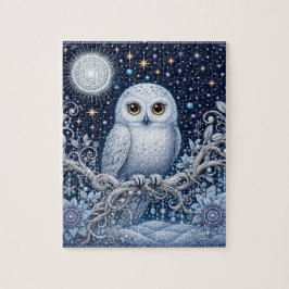 Puzzle Magische Winternacht mit Schneeeule und Kristallen