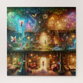 Puzzle Magnífica Casa de Fantasía Encantada en el Árbol d