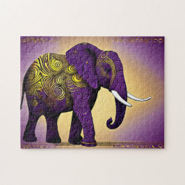 Puzzle Magnífico elefante gigante morado y amarillo