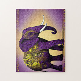 Puzzle Magnífico elefante gigante morado y amarillo