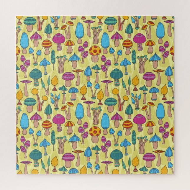 Puzzle Magnífico Mushrooms Doodle Seamless Pattern (Vertical)