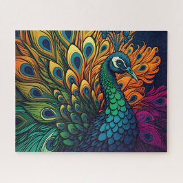 Puzzle Magnífico pavo real colorido, estilo Art Decó