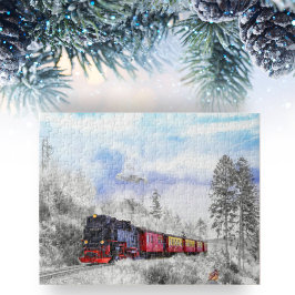 Puzzle Magnífico Tren De Invierno Con Lechuza Y Lechuza D