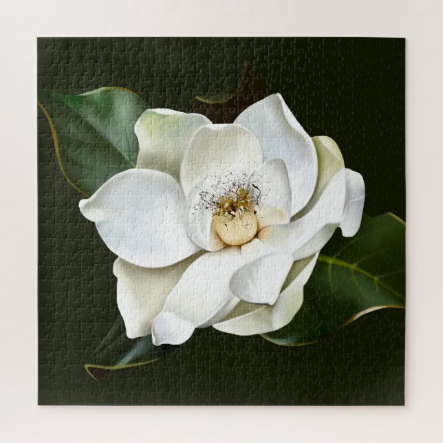 Puzzle Magnolia blanca cierra fondo verde (Vertical)