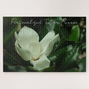 Puzzle Magnolia blanca de Moda elegante con texto persona