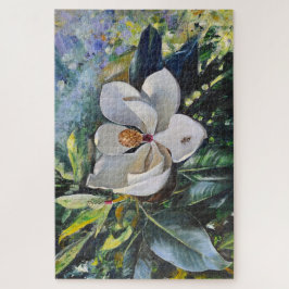 Puzzle Magnolia Blossom Oil Painting of Nature’s Harmony