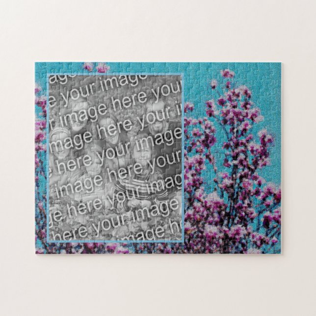 Puzzle Magnolia Blossoms Blue Sky Painting Añadir tu foto (Horizontal)