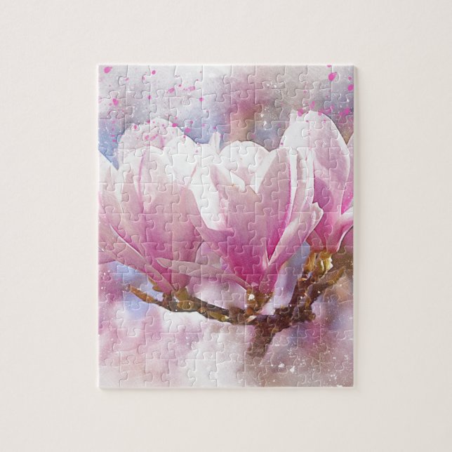 Puzzle Magnolia púrpura rosada en flor de primavera (Vertical)