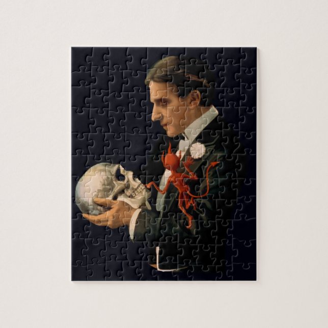 Puzzle Mago Antiguo, Thurston Sosteniendo una Calavera Hu (Vertical)
