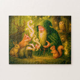 Puzzle Mago del bosque hablando a animales en óleo
