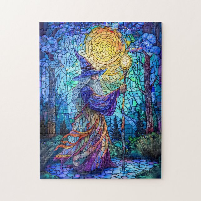 Puzzle Mago en bosque con magia (Vertical)