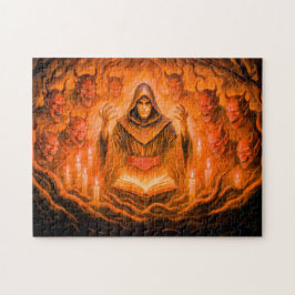 Puzzle Mago invocador de demonios en pintura al óleo