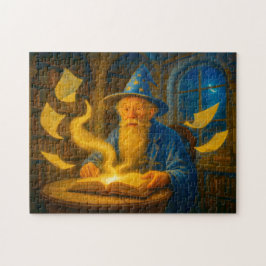 Puzzle Mago leyendo libro de hechizos en pintura al óleo
