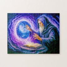 Mago que abre portal en fantasía pintada al óleo