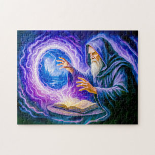 Puzzle Mago que abre portal en fantasía pintada al óleo