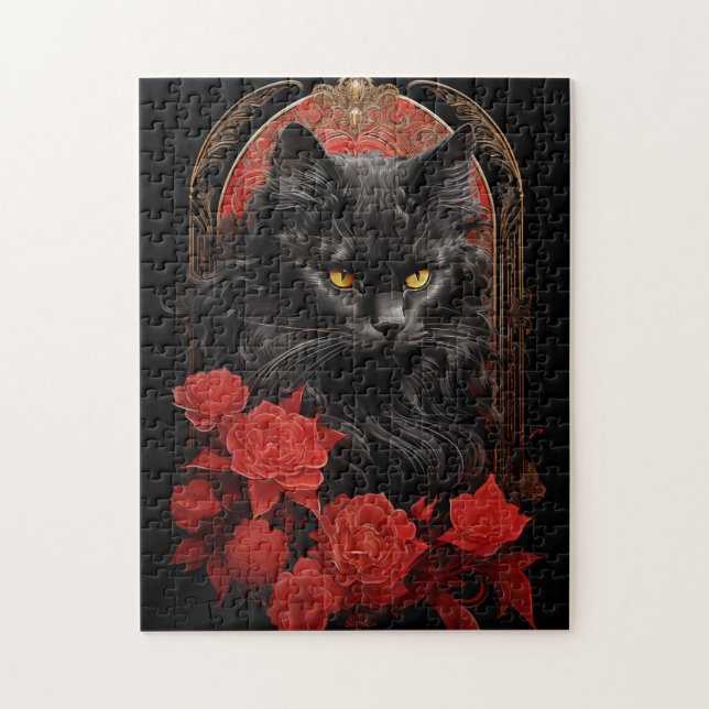 Puzzle Maine Coon cat con flores (Vertical)