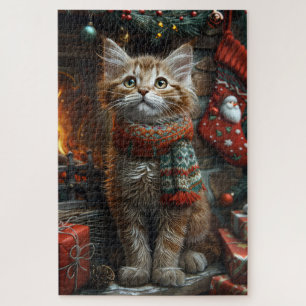 Puzzle Maine Coon Cat Con Navidades Regalos Chimenea