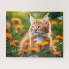 Puzzle Maine Coon Kitten En Un Campo De Flor