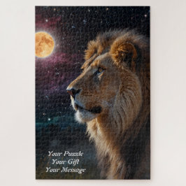 Puzzle Majestad de la Luna - León Regal bajo un cielo est