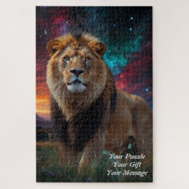 Puzzle Majestad - León Regal bajo un cielo estrellado