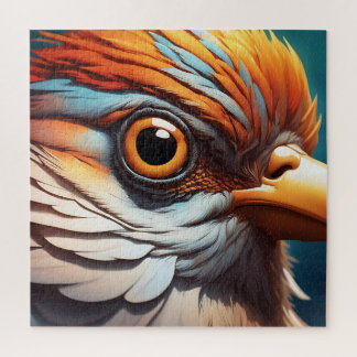 Puzzle Majestic Fiery Bird Portrait - Intense Close-Up