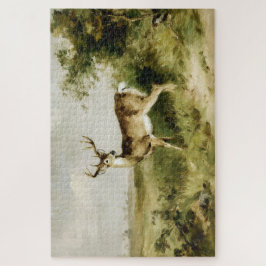 Puzzle Majestic Whitetail Deer Oil Painting Landscape