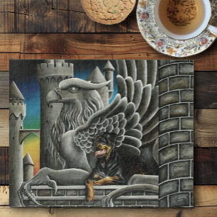 Puzzle Majestuosa Fantasía Oscura Rottweiler Gárgola Cast
