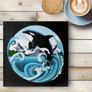 Puzzle Majestuosa orca ballena asesina olas azules océano