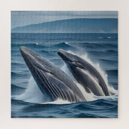 Puzzle Majestuosas ballenas jorobadas en movimiento
