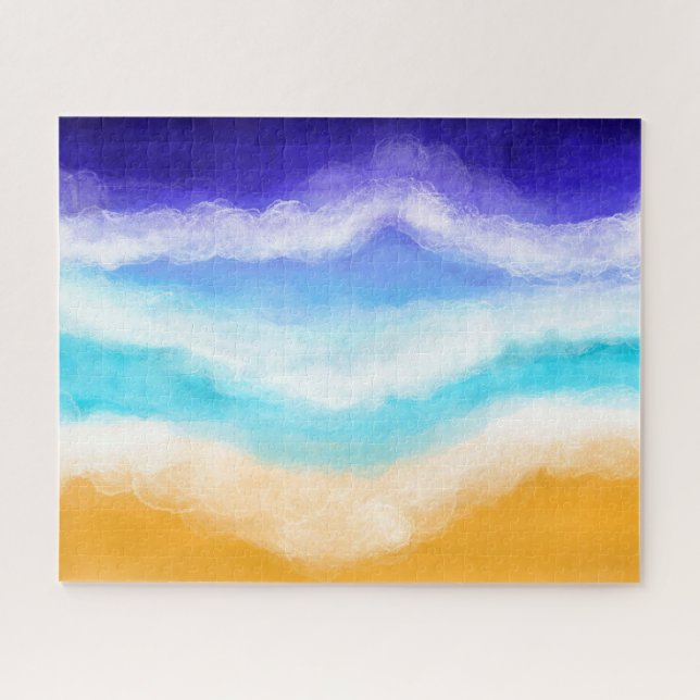 Puzzle Majestuosas olas azules y Verde azuladas en la cos (Horizontal)