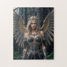 Puzzle Majestuoso Ángel Oscuro con Alas Doradas