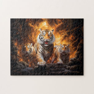Puzzle Majestuoso arte del tigre del zodíaco chino