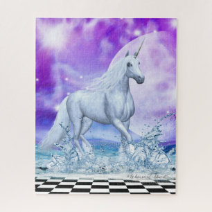Puzzle Majestuoso baile unicornio en el agua