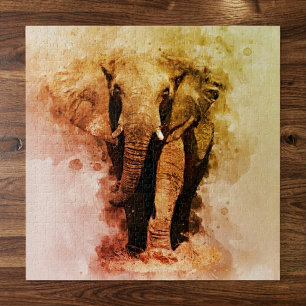 Puzzle Majestuoso Elefante Africano Macho Caminando Acuar