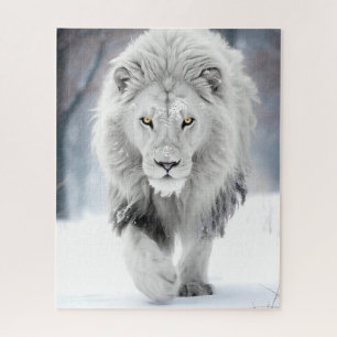 Puzzle Majestuoso León Blanco en Diseño de País de las Ma