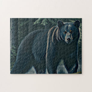 Puzzle Majestuoso Oso Negro Del Bosque Del Norte