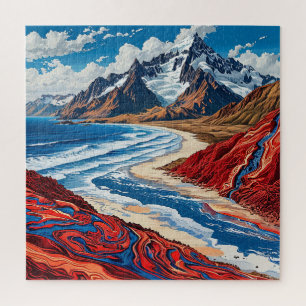 Puzzle Majestuoso paisaje montañoso con colores vibrantes
