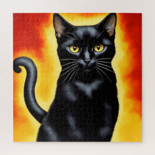 Puzzle Majestuoso Retrato de un Imponente Gato Negro