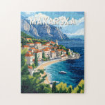 Puzzle Makarska Croacia Vintage de arte de viajes<br><div class="desc">Diseño de viaje vectorial retro de Makarska. Makarska es una ciudad portuaria de la costa dálmata de Croacia,  conocida por sus playas de la Riviera de Makarska,  su paseo marítimo y su vida nocturna.</div>