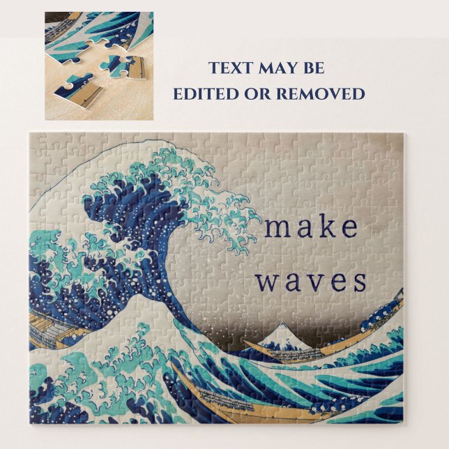 Puzzle "Make Waves" Arte Japonés Vintage de Hokusai (This jigsaw puzzle features "The Great Wave off Kanagawa," beautiful vintage Asian art by Hokusai.)